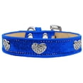 thumbnail image 1 of Crystal Heart Dog Collar Blue Ice Cream Size 18, 1 of 1
