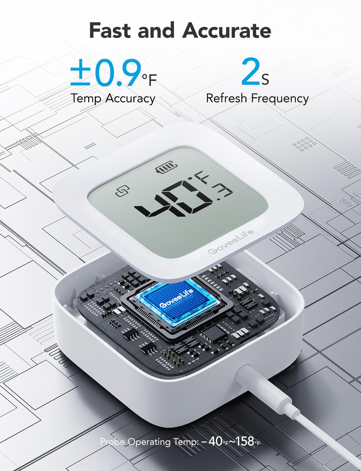 SUMMIT Freezer Thermometer Alarm, Smart Bluetooth Temperature Monitor Sensor for Refrigerator, 197 Ft Connecting Range APP Alert with Anti-False for Freezer (WiFi Gateway Not Included)