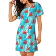 thumbnail image 2 of Naloa Crab Swims In The Ocean Print Women Nightgowns,Womens Loungewear,Short Sleeve Sleepwear,Comfy Ladies Nightdress, 2 of 6