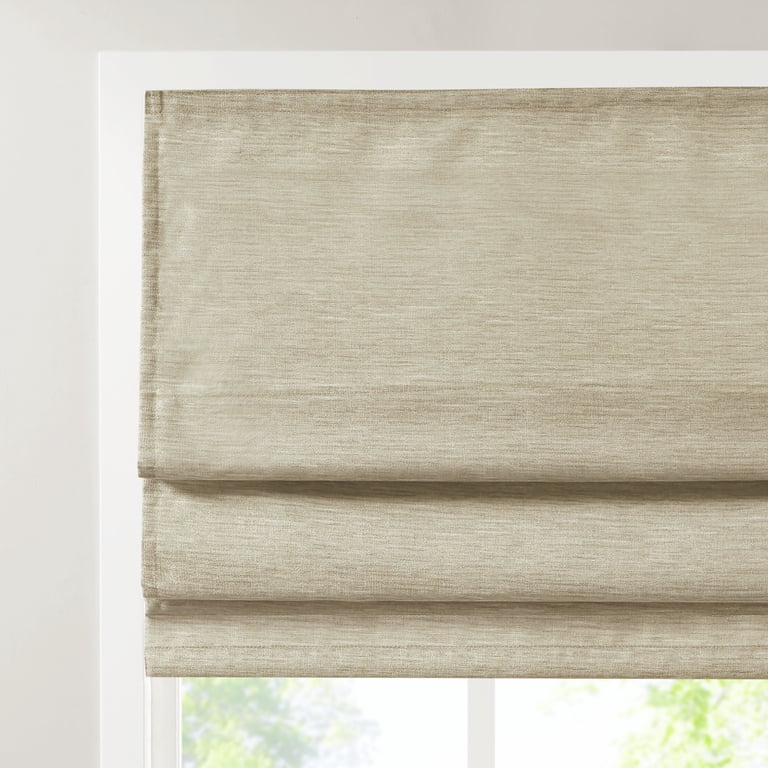 Madison Park Galen Cordless Roman Shade - Basket Weave Room Darkening Window Shade, Thermal Insulated, 33" X 64" Grey
