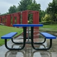 thumbnail image 2 of GVN Picnic Tables for Backyard,Square Outdoor Steel Picnic Table 46" blue ,with umbrella pole, 2 of 8
