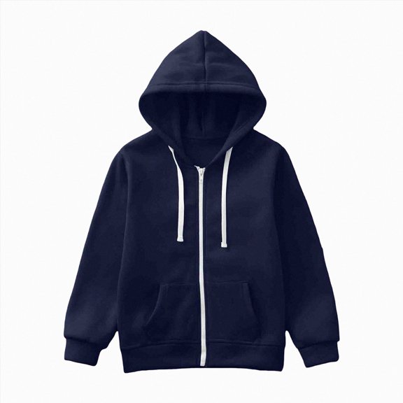 larppty Kids Zip Up Hoodie School Uniform Boys Girls Zipper Sweatshirt Oversized Y2K Fall Hooded Jackets Preppy Clothes (Navy,7-8 Years)