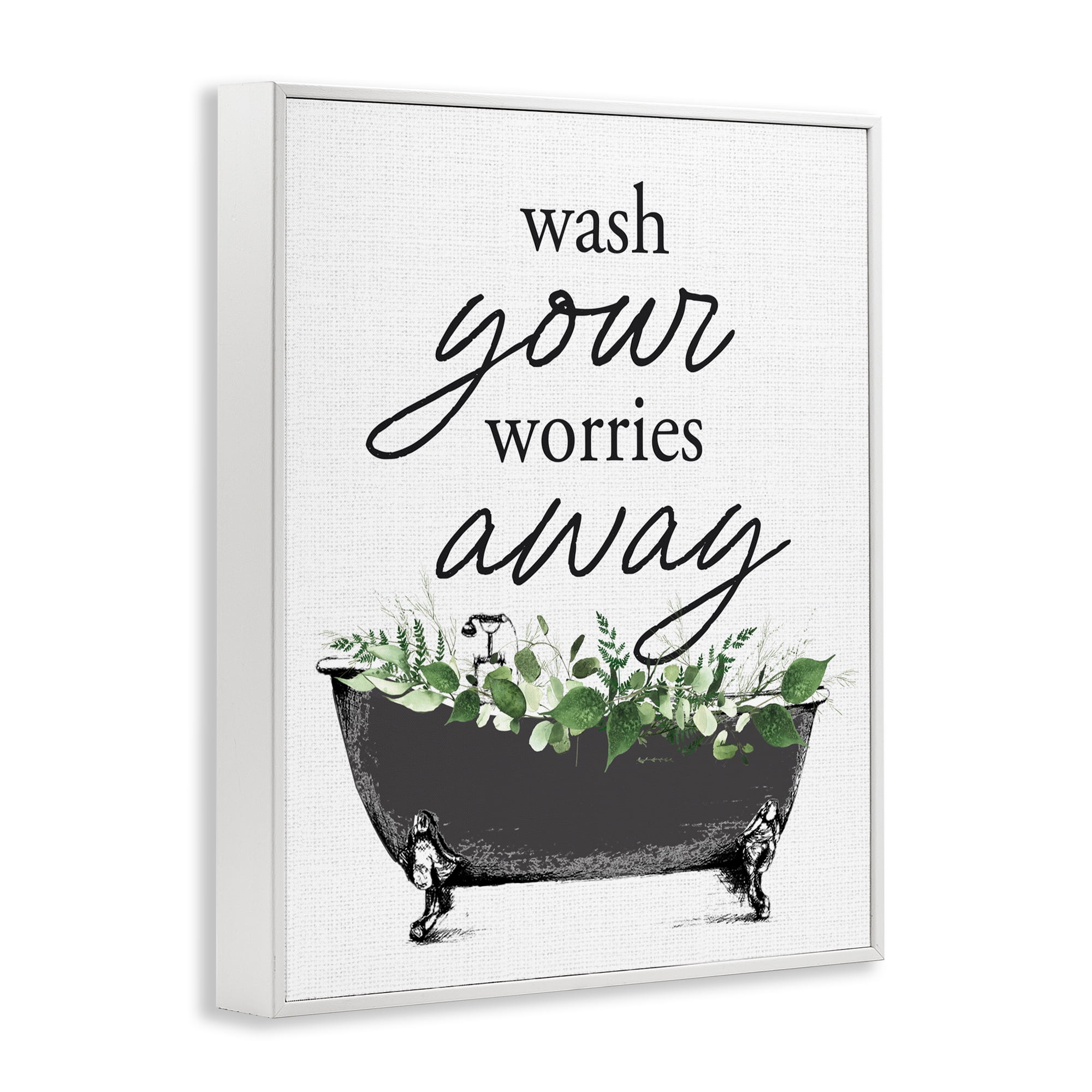 Wash Worries Away Herbs White Framed Giclee Art, design by Lettered and Lined