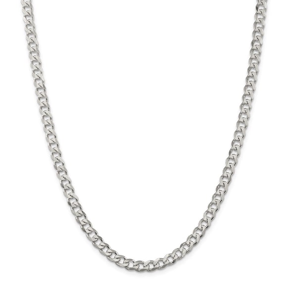 White Sterling Silver chain Curb 22 in 6 mm 6mm