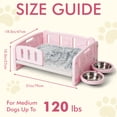 thumbnail image 2 of Small Dog Bed with Cushion & Bowls, Plastic Pet Bed for Puppies and Small Dogs, Raised Puppy Bed with Removable Soft Pad, Indoor Dog Bed with Double Food & Water Bowls, Pink, 2 of 7