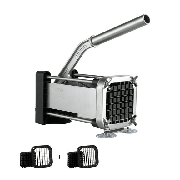 VEVOR French Fry Cutter, Potato Slicer with 1/2-Inch and 3/8-Inch Stainless Steel Blades, Manual Potato Cutter Chopper with Suction Cups, Great for Potato, French Fries, Cucumber, Vegetables, Carrot
