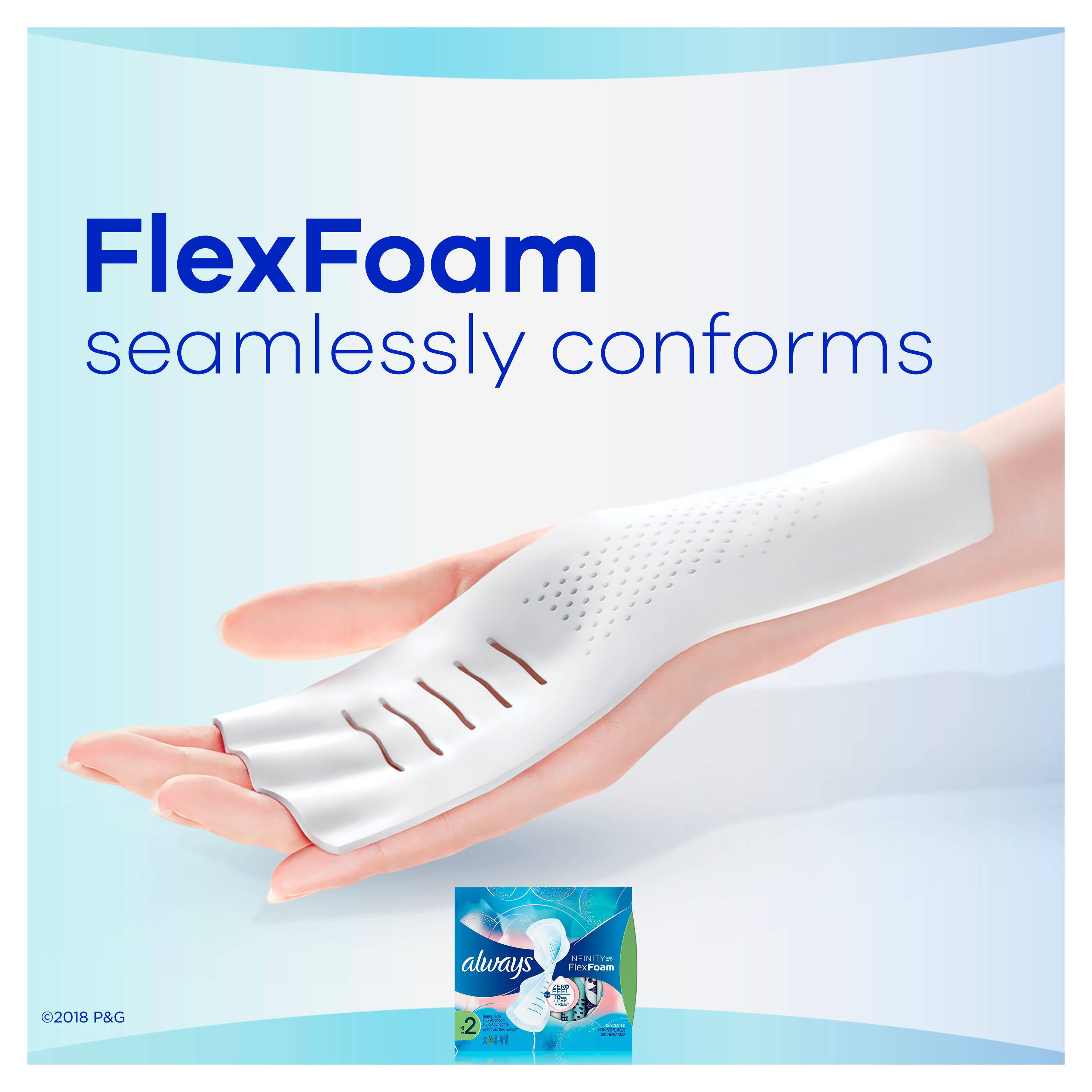 Always Infinity FlexFoam Pads, Unscented, Size 2, 16 Ct 