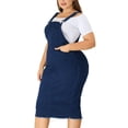 thumbnail image 1 of Vestido de mujer de talgrande con tirantes ajustables y abertuen espalAzul negro 1X, 1 of 6