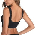 thumbnail image 4 of Bigersell Cotton Bra Summer 2pc Plus Size Sports Bra Training Bra Style R4096 V-Neck No Underwire Bras Pull-On Bra Closure Women's Plus Size Front Closing Bras Black L, 4 of 5