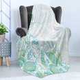 thumbnail image 4 of Scallop Soft Flannel Fleece Throw Blanket, Marine Sea Shell with Grunge Elements Nautical Water Color Splash Look, Cozy Plush for Indoor and Outdoor Use, 50" x 60", Pale Yellow Sea Blue, by Ambesonne, 4 of 5