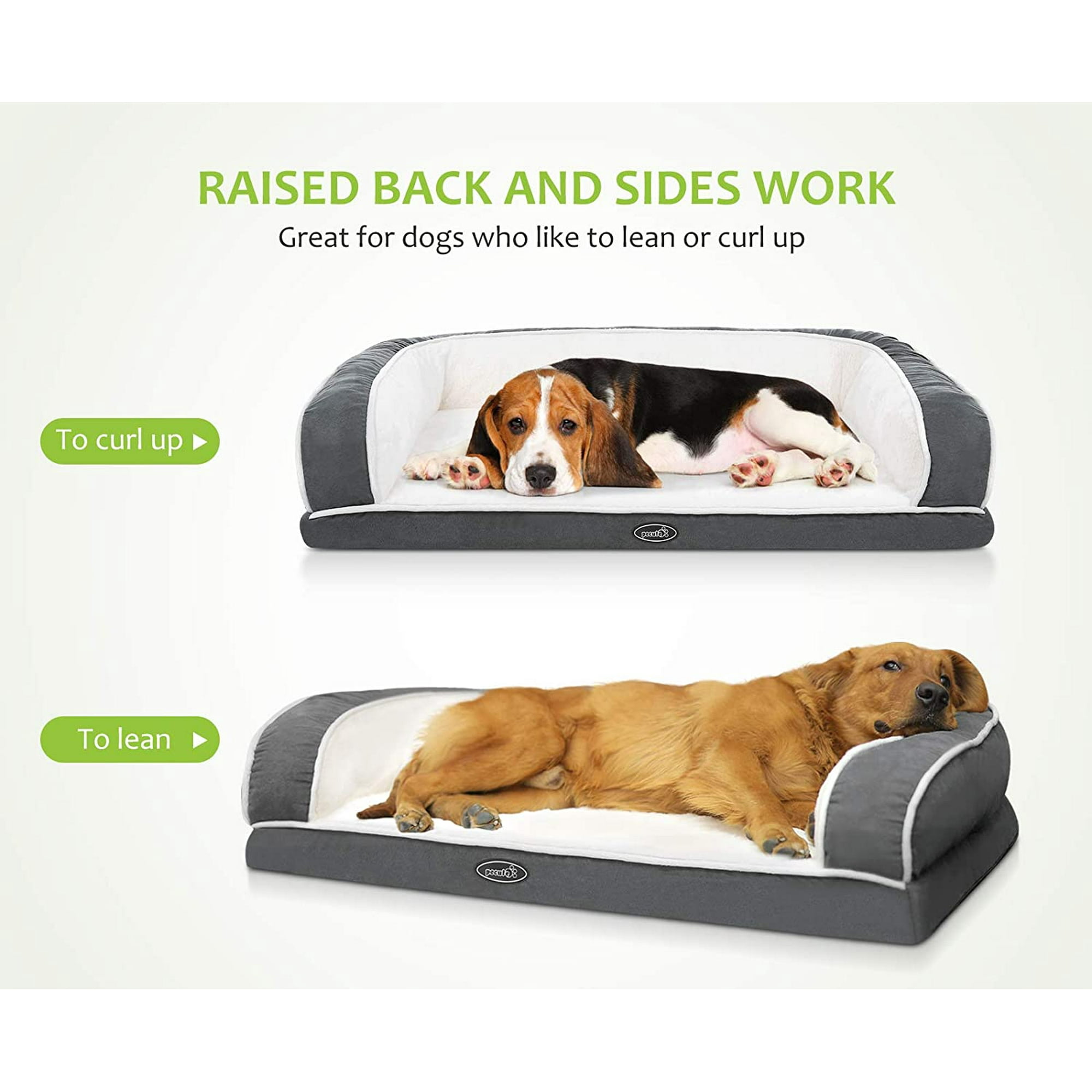 Iguohao Pet Dog Bed 35x22x7in Orthopedic Dog Sofa With Three Sided Bolsters Egg Shape Foam Beds For Joint Pain Relief Chaise Lounge For Cats And