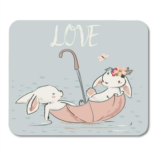Download Kdagr Blue Two Cute Hares Baby Bunny Girl Funny Mousepad Mouse Pad Mouse Mat 9x10 Inch Walmart Com Walmart Com