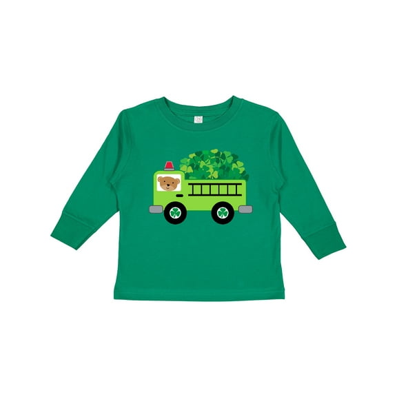 Inktastic Irish St Patricks Day Fire Truck Boys or Girls Long Sleeve Toddler T-Shirt