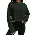 thumbnail image 2 of Aueoeo Sweaters For Teens, Soft Comfy Ladies' Casual Round-Neck Long-Sleeved Pullover Knitted Shirt Top Knitwear, 2 of 6