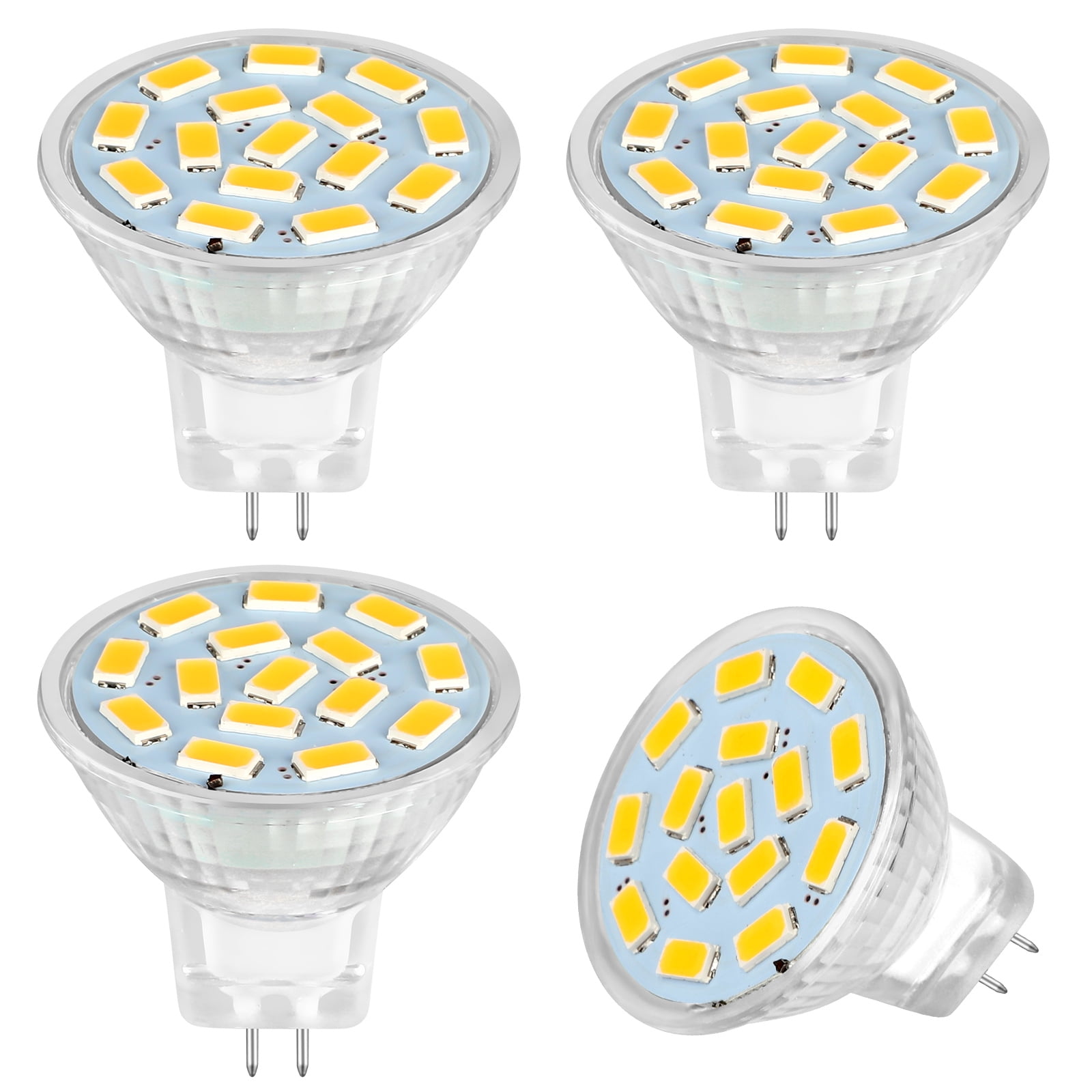 Immuniteit meten uitbreiden 4pcs LED MR11 Light Bulbs, EEEkit 3W 12V LED MR11 Flood Light Bulbs  Equivalent to 20W Halogen Bulbs, GU4 Bi-Pin Base for Landscape Accent  Lighting, 3000K Soft White - Walmart.com