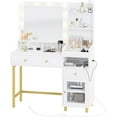 thumbnail image 3 of AOGLLATI White Makeup Vanity Desk with Mirror & Lights in 3 Colors Dressing Table with Charging Station & Unique Separation Design, 3 of 13