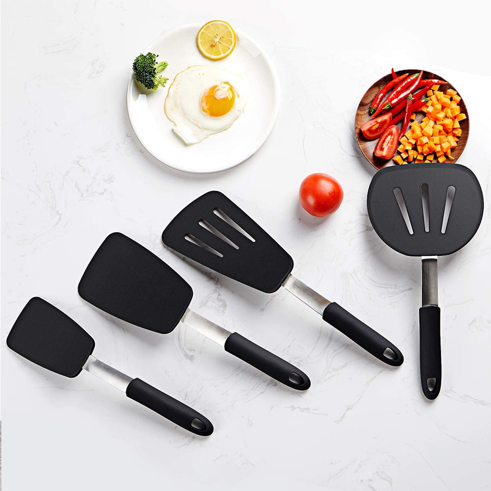  2 Pack Flexible Silicone Spatula Turner, 600°F Heat Resistant  Silicone Spatula Set for Nonstick Cookware, Kitchen Silicone Cooking  Utensil Set for Egg Pancake Flipper/Heat Resistant Silicone Grip: Home &  Kitchen