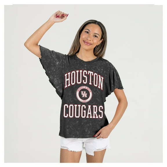 Women's Gameday Couture Black Houston Cougars Relaxed Fit Victory Mode Flutter Sleeve T-Shirt