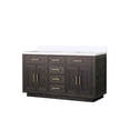 thumbnail image 3 of Abbey 60 in W x 22 in D Brown Oak Double Bath Vanity and White Quartz Top, 3 of 6