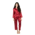 thumbnail image 7 of Leveret Womens Pajamas Christmas Satin Pajamas 2 Piece Pajama Set Red Size X-Small, 7 of 7