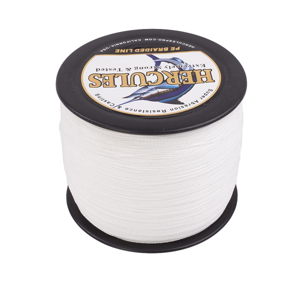 HERCULES Braided Fishing Line 1000m 1094yds 6lbs-100lbs Pe Superline 4 Strands (White 100lb/45.4kg 0.55mm)
