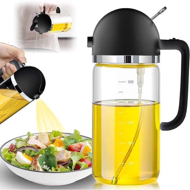 Pulverizador de aceite 2 en 1, botella pulverizadora de oliva, vaso pulverizador de aceite de cocina, dispensador de aceituna y vinagre con báscula, pulverizador de aceite de calidad alimentaria