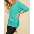 thumbnail image 4 of Made by Johnny Women's V-Neck 3/4 Sleeve Dolman Top with Side Shirring XXXL JADE, 4 of 6