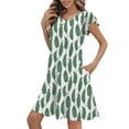thumbnail image 5 of Mengpipi Womens Dresses Summer Casual Ruffle Sleeve Beach Sundresses with Pockets, Leaves-L(US 12-14), 5 of 6