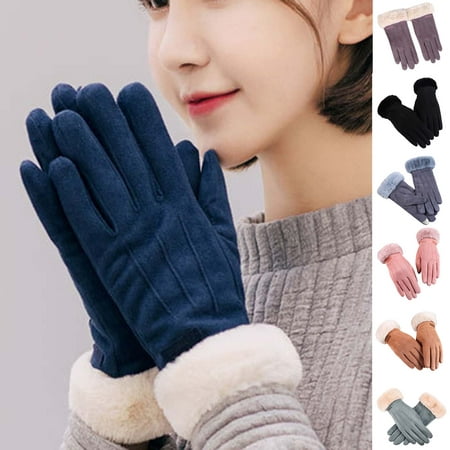 

harmtty Women Gloves Solid Color Windproof Autumn Winter Lightweight Coldpoof Gloves for Vacation Pink