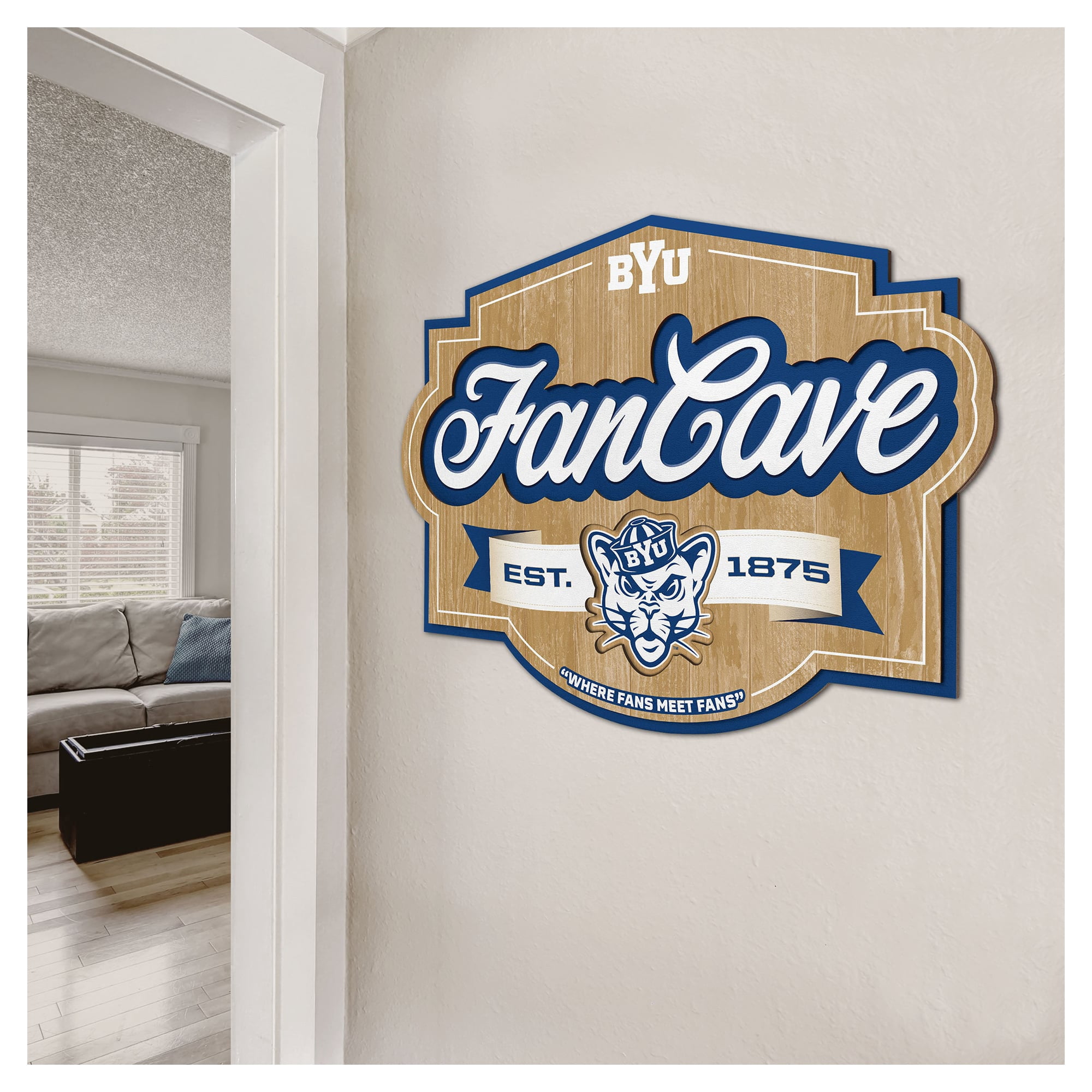 IDNA BYU Cougars 12.5" x 17" Fan Cave Sign