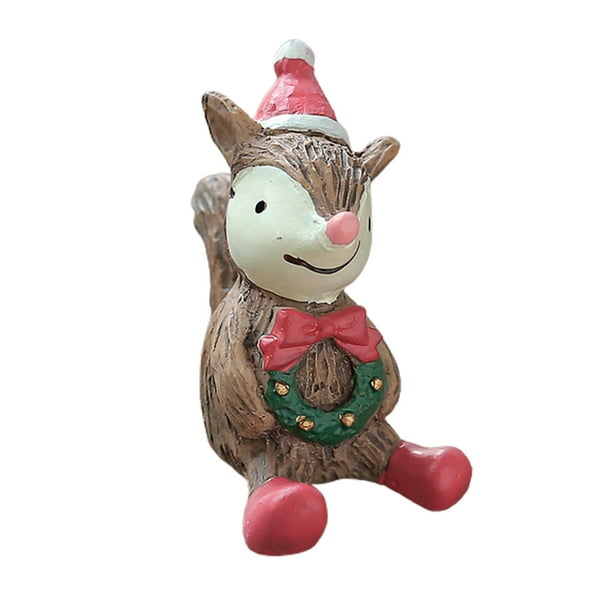 Visland Figurines de Noël Santa Elk Image Largement Appliquée Style Vintage Renne Arbre de Noël Miniatures Décor en Résine pour la Maison