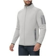 thumbnail image 2 of gbyLJF Men's Zip Up Jackets Solid Color Stand Collar Long Sleeve Fleece Cardigan Casual Sweatshirt Jacket with Zipper Pockets, 2 of 9