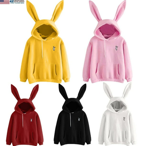 Hirigin Ladies Cute Bunny Rabbit Ears Hoodie Hoody Sweatshirt Pullover Sweater Jumper Walmart