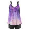thumbnail image 3 of Women Plus Size Two Piece Tankini Set Swimsuits Tummy Control Bathing Suits Push Up Tankini Top with Boy Shorts, 3 of 7