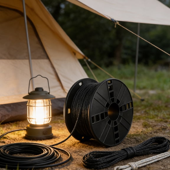 LOLIPPYY Versatile Plastic Cord Storage Reel Black Wire Spool for Camping Workshop