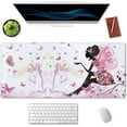 thumbnail image 3 of Extended Gaming Mouse Pad XXL ArtSo Large Keyboard Mat Long Mousepad Desk Decor Writing Pad Non Slip Rubber Base Stitched Edges for Office Home, 35.5" x 15.7", Pink Butterfly Beautiful Girl, 3 of 6