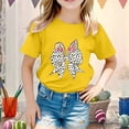 thumbnail image 2 of VNKIDY Girls Easter T-Shirts Kids Summer Lightweight Polka Dot Bow Print Short Sleeve Crewneck Relaxed Fit Tees For Holiday Season Trendy Top Yellow 3-4 Years, 2 of 4