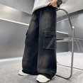 thumbnail image 6 of Ruyang Boys Star Embroidery Baggy Jeans Straight Wide Leg High Elastic Waist Teens Kids Denim Pants Fashion Causal Loose Fit Bottoms, 6 of 9