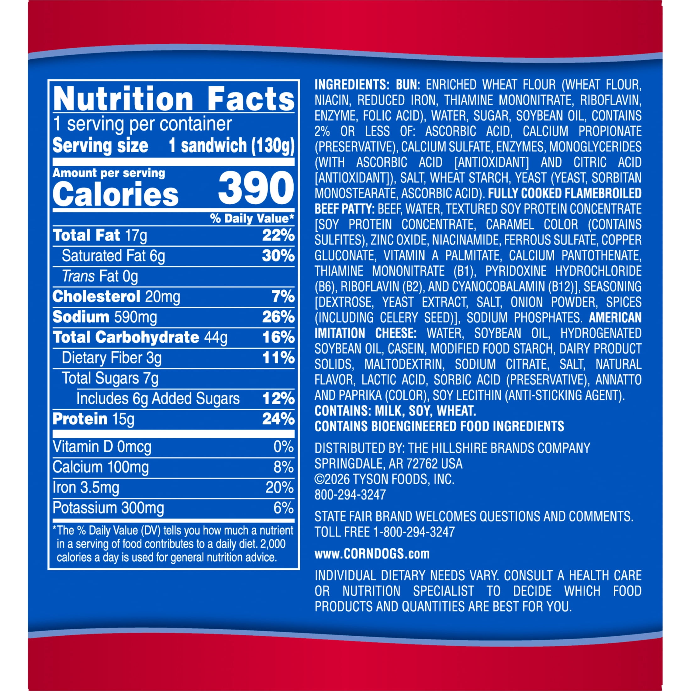 State Fair Cheeseburger, Fully Cooked, 1 Count, 4.6 oz (Frozen)