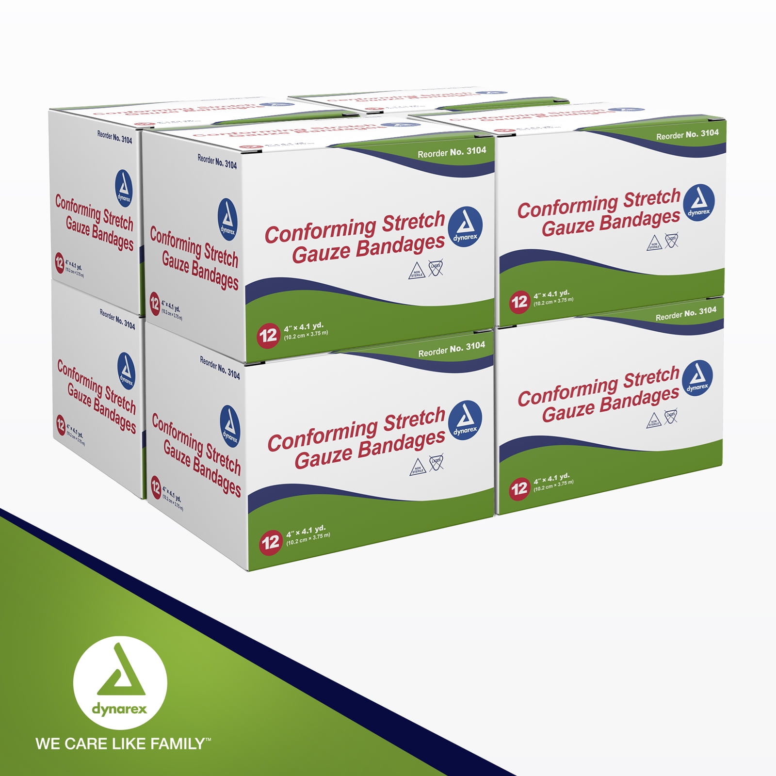 Dynarex Stretch Gauze Bandages, 4" x 4.1 yds, Non-Sterile & Latex-Free, Wound Care in Medical and Home Environments, 1 Case of 96 Dynarex Stretch Gauze Bandages