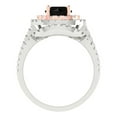 thumbnail image 4 of 1.8 ct Brilliant Round Cut Natural Onyx 18K White/Rose Gold Halo Solitaire with Accents Engagement Bridal Wedding Ring Band Set size 9.75, 4 of 7