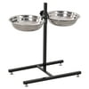 Dcenta Stainless Steel Adjustable Height Pet Dog Elevated Double Bowl Diner Feeder Dish