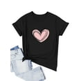 thumbnail image 3 of HUBERY Women Heart Graphic Round Neck Short Sleeve Valentine'S Day Top, 3 of 7