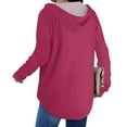 thumbnail image 3 of UPPADA Womens Loose Fit Hoodies V Neck Long Sleeve Hooded Sweatshirts Trendy Fall Oversized Drawstring Hoodie with Pocket Women Hoodies Pullover Hot Pink,XL, 3 of 6