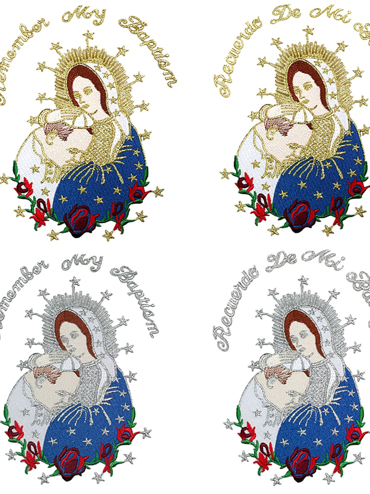 Boy Baby Baptism White Tail Tuxedo Color Embroidery Mary Maria Pope Stole Sm-7