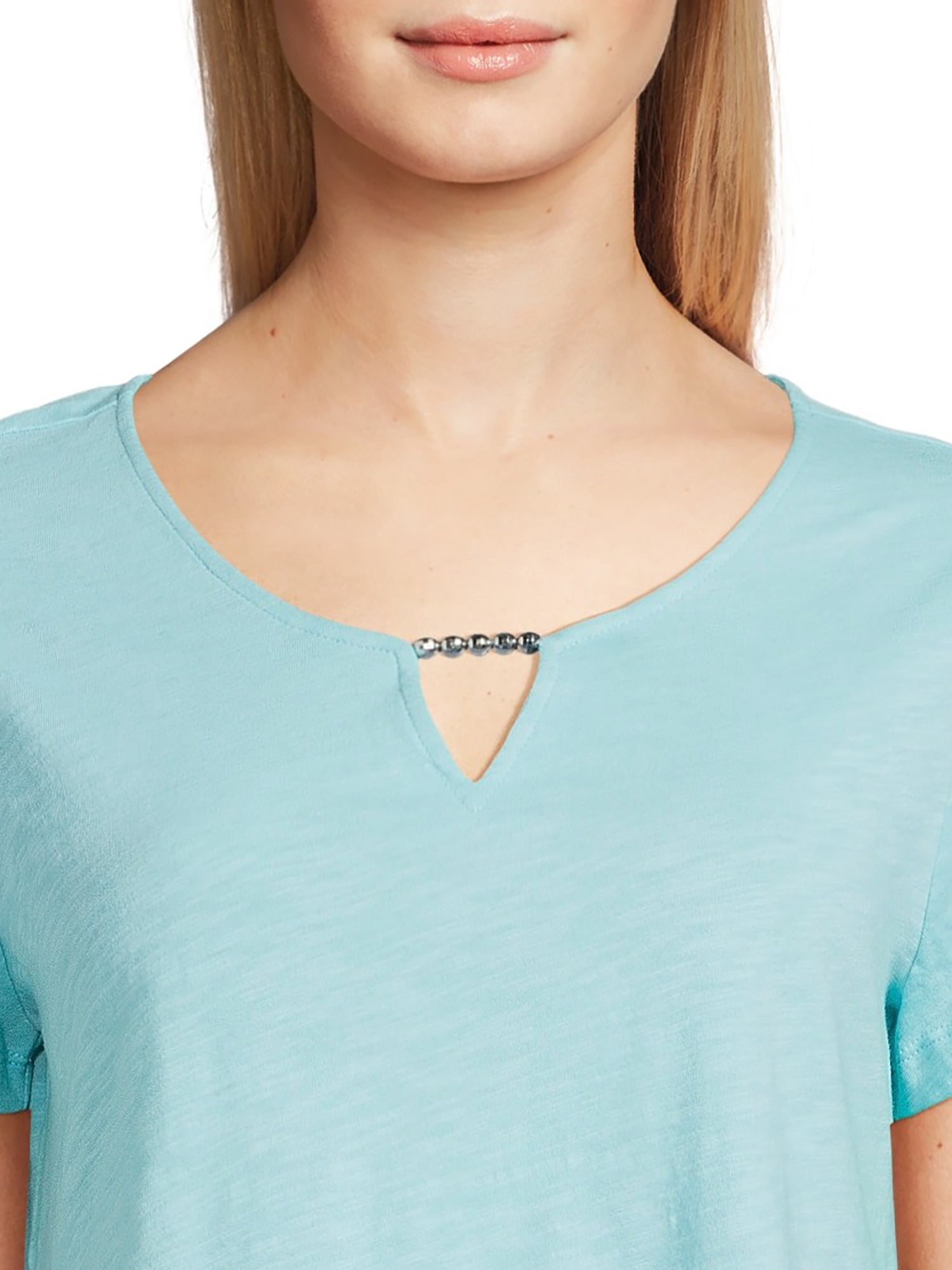 RealSize Women's Sharkbite Hem Tee with Short Sleeves, Sizes XS-XXXL