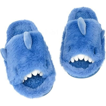 

shuwee Womens cute Soft Plush Shark Slippers Fuzzy Open Toe Animal Slippers Indoor Outdoor Slip Memory Foam House Slippers