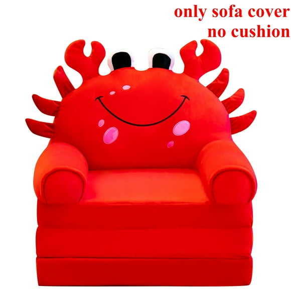 ZTTD Plush Foldable Kids Sofa Backrest Armchair 2 In 1 Foldable Children Sofa Cute Cartoon Lazy Sofa Children Flip Open Sofa Bed for Living Room Bedroom Without Liner Filler A