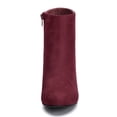 thumbnail image 6 of BLISSFUL STEP Women's Side Zipper Block Heel Ankle Boots Burgundy 8, 6 of 8