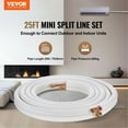 thumbnail image 2 of 25FT Mini Split Line Set - 1/4 & 3/8 O.D Copper Pipes with Triple-Layer Insulation, Ideal for Mini Split AC Refrigerant, HVAC Applications, and Heating Pump Systems - Includes Wrapping Strips for Easy, 2 of 7